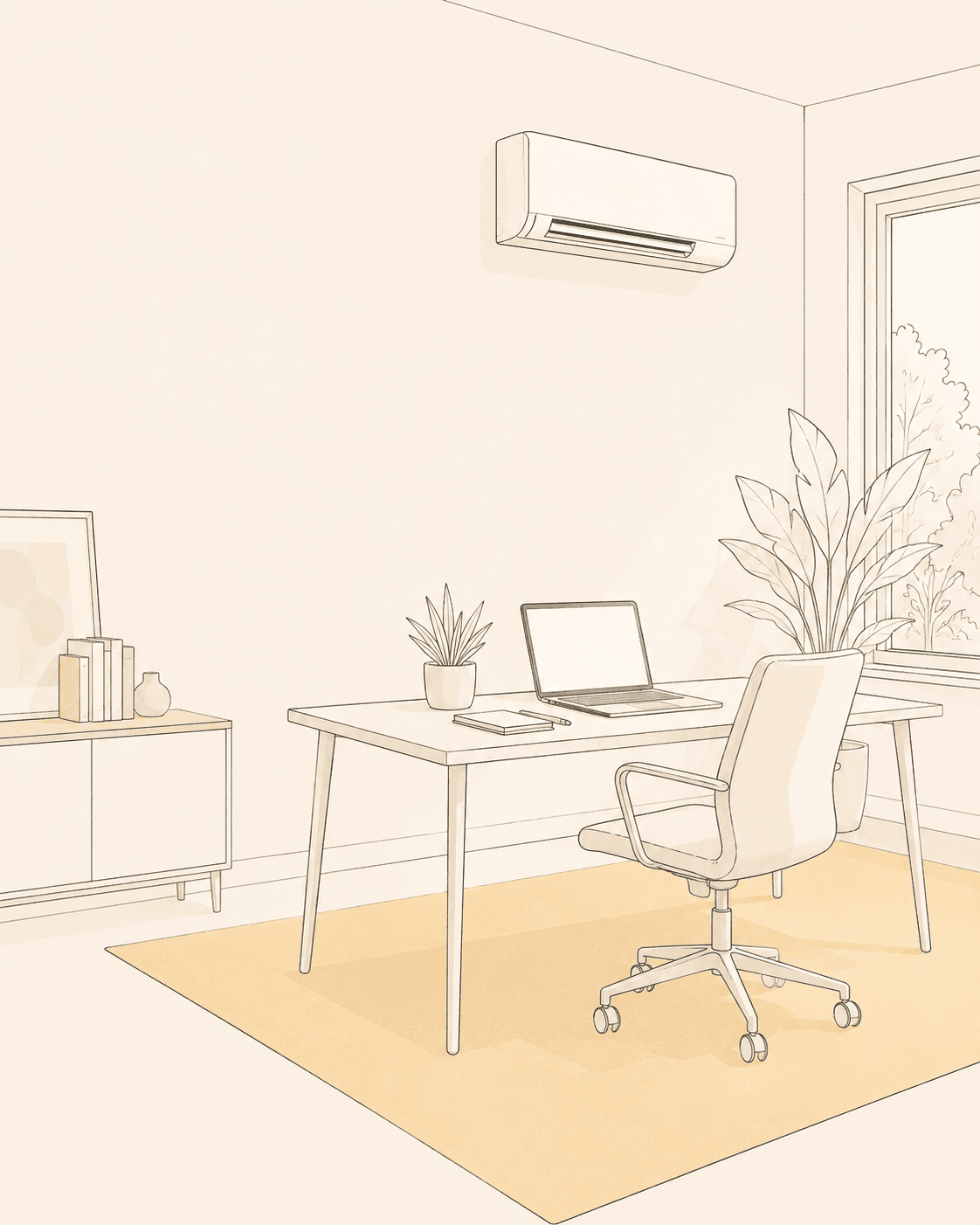 Thuiskantoor met airco