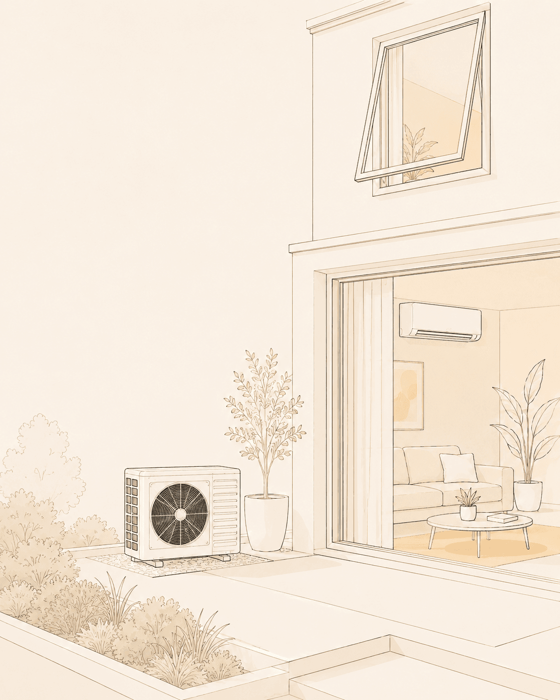 Buitenunit van een airco bij een woning