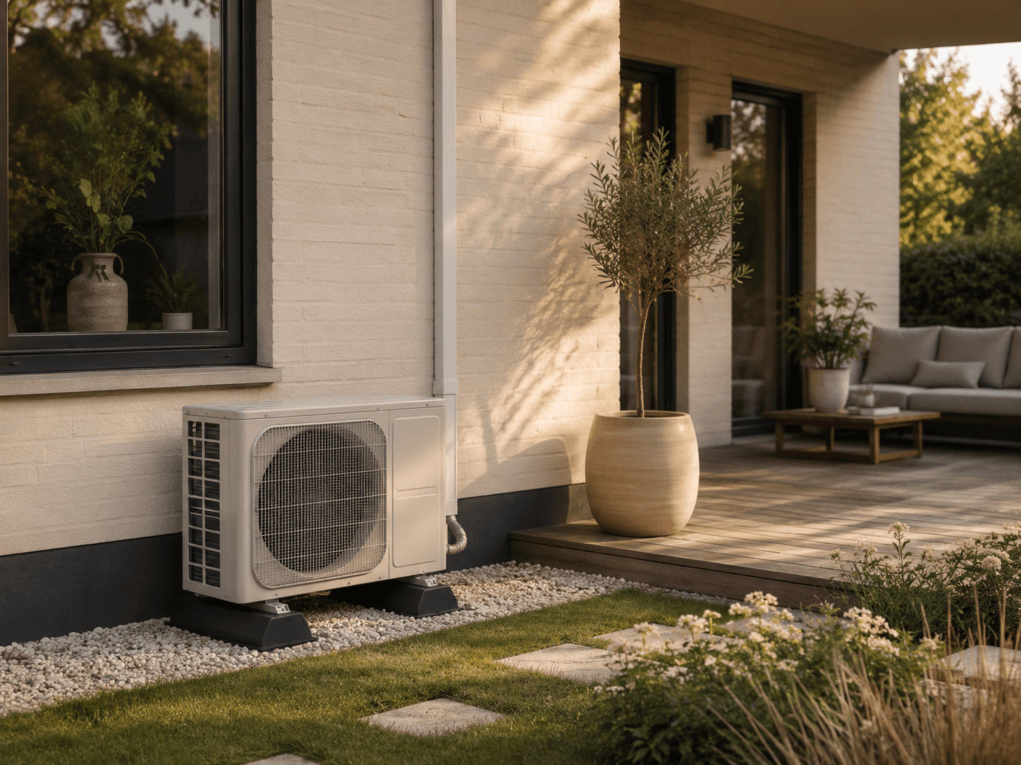 Buitenunit van een multi-split airco stevig gemonteerd aan de gevel