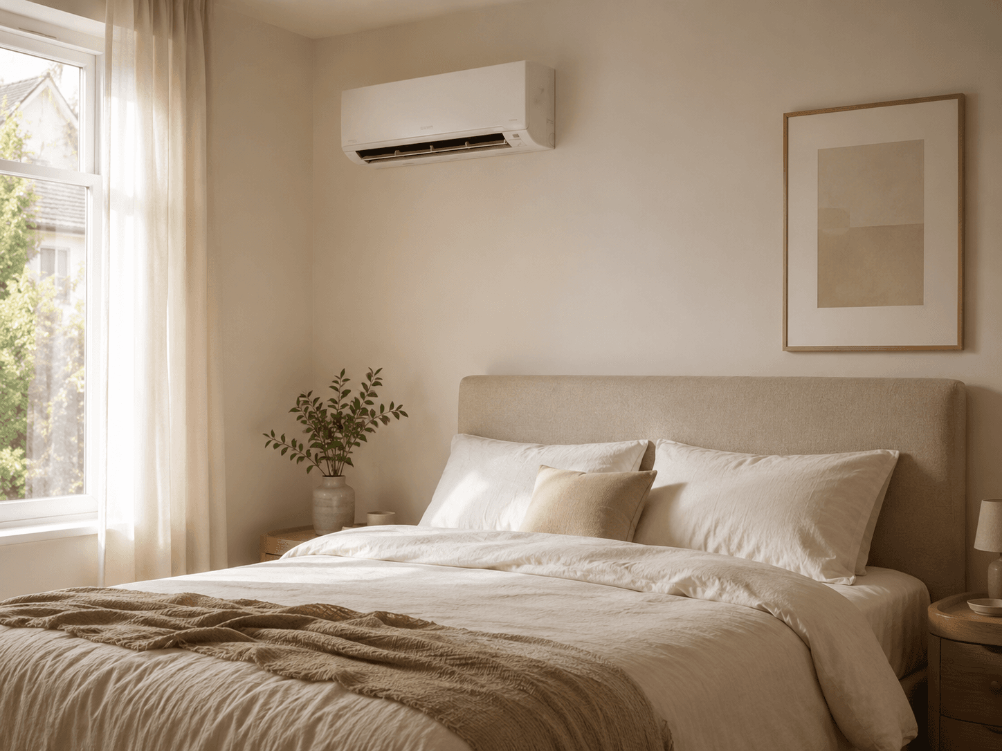 Rustige slaapkamer met airco