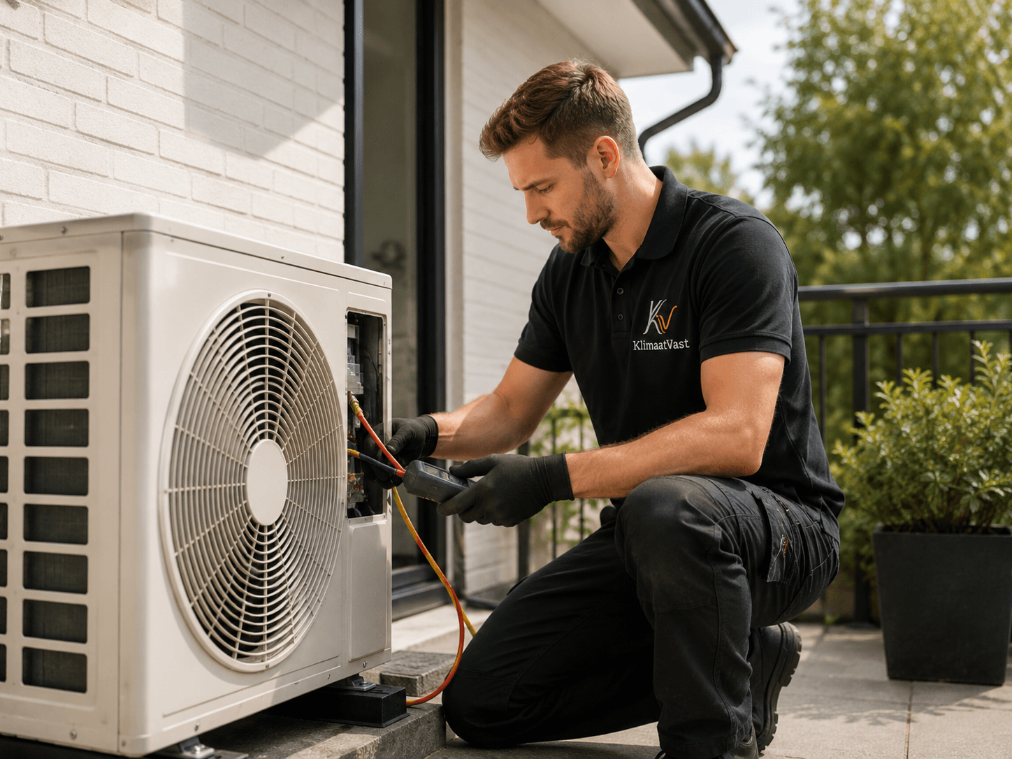 Monteur van KlimaatVast voert service uit aan binnenunit